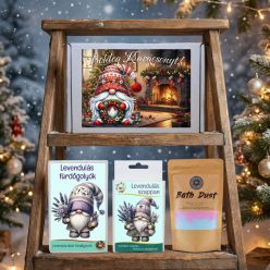   Levendulás Karácsonyi weelness ajándék csomag – Kézműves Szappan, Fürdőgolyó és Fürdőpor