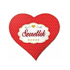 Szív Hűtőmágnes 12x12 cm - Pöttyös Szeretlek