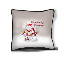   Díszpárna 26 cm x 26 cm - Hóemberes - Karácsonyi ajándék