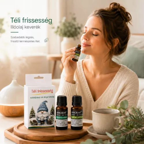 Téli Frissesség Illóolaj Doboz – Légzéskönnyítő Fenyő és Eukaliptusz + ajándék 