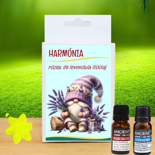 Harmónia illóolaj doboz- Rózsa és 100% os levendula illóolaj + ajándék illatviasz
