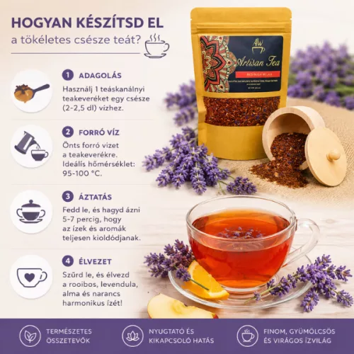 Szálas Rooibos Tea Levendulával, Almával és Naranccsal – Levendula Tea Keverék 50 