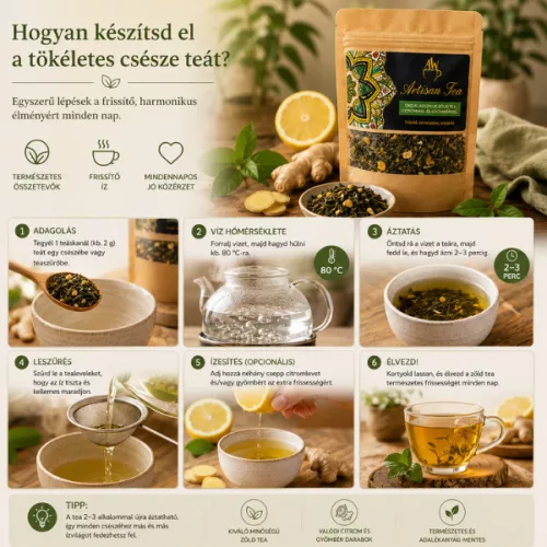 Öko Klasszikus Zöld Tea Citrommal és Gyömbérrel 50 g 