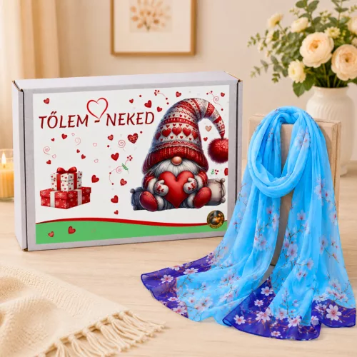 Stílusos Ajándék Nőknek Virágmintás Sállal – Tőlem Neked Ajándékcsomag