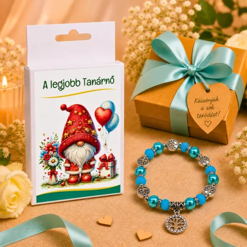 A legjobb Tanárnő” karkötő díszdobozban – Pedagógusnapi ajándék tanárnőknek