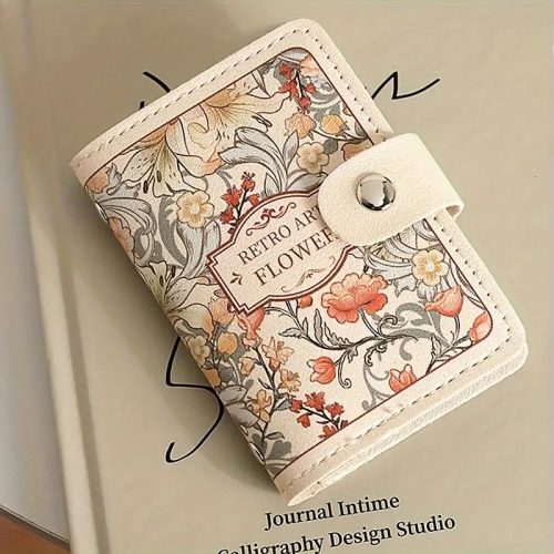 Vintage virágos kártyás pénztárca - női virágmintás tárca sok kártyatartóval - Zümishop