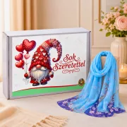   Elegáns Női Ajándékcsomag Virágmintás Sállal – Sok Szeretettel Díszdobozban