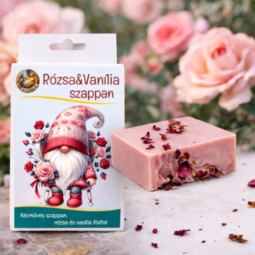 Rózsa és vanília kézműves szappan ajándék karkötővel - natúr luxus bőrápolás - Zümishop