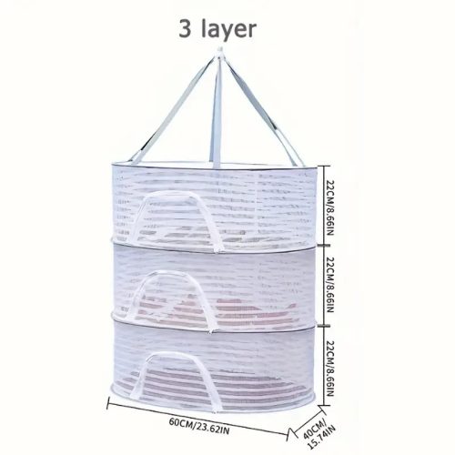 Sokoldalú összecsukható szárítóháló cipzárral 3 Rétegű