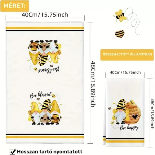 Prémium pamut konyharuha szett méhecskés  mintával (4 db)