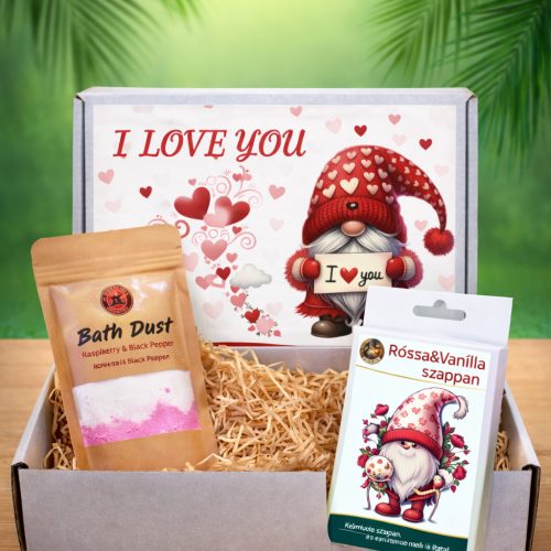 I Love You romantikus ajándékdoboz fürdősóval és szappannal - prémium ajándék nőknek - Zümishop