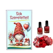   Sok szeretettel” ajándékdoboz – Piros hajgumi szett (3 db) és 2 db körömlakk