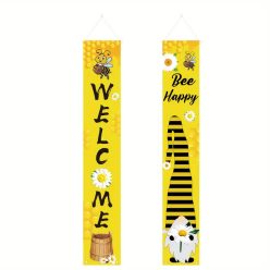   2 db-os Bee Happy" Üdvözlő Kerti Zászlók – Vidám Nyári Dekoráció Otthonába! 