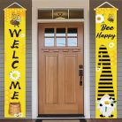 2 db-os Bee Happy" Üdvözlő Kerti Zászlók – Vidám Nyári Dekoráció Otthonába! 