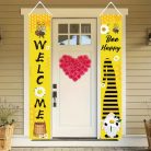 2 db-os Bee Happy" Üdvözlő Kerti Zászlók – Vidám Nyári Dekoráció Otthonába! 