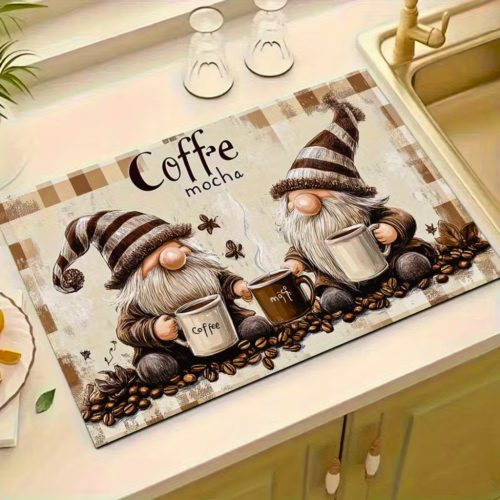 Kávés törpe asztali alátét – 30×40 cm, Kávé sarok dekoráció
