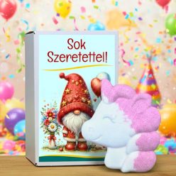 „Sok Szeretettel” Unikornis Fürdőbomba Feliratos Dobozban