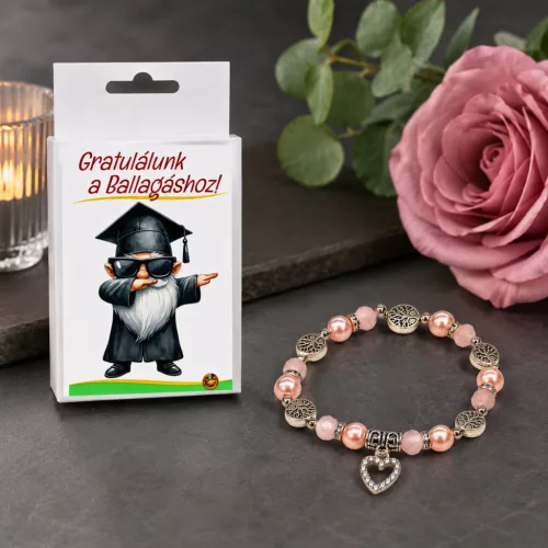 Ballagási ajándék lányoknak – Rózsaszín életfa karkötő