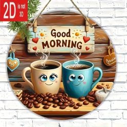 Klasszikus kávés kerek fa tábla