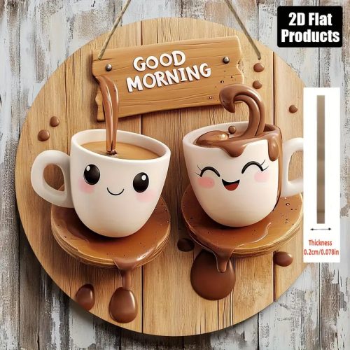 Klasszikus kávés kerek fa tábla 20 cm - stílusos konyhai fali dekoráció és ajándék - Zümishop