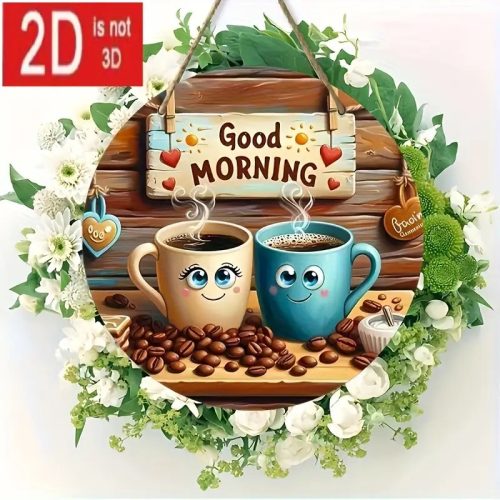 Klasszikus kávés kerek fa tábla