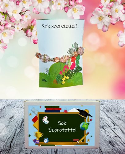 Feliratos ajándék doboz  rózsasízn karkötővel