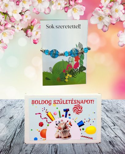 Boldog születésnapot Feliratos ajándék doboz  karkötővel