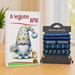   Ajándék Apának – Kék Fekete Férfi Karkötő Szett Díszdobozban