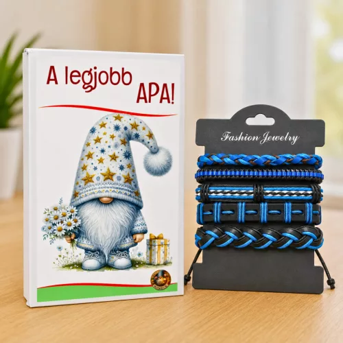 Ajándék Apának – Kék Fekete Férfi Karkötő Szett Díszdobozban