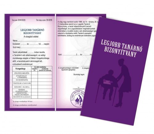 Bizonyítvány - Legjobb tanárnő bizonyítvány - Ajándék tanároknak