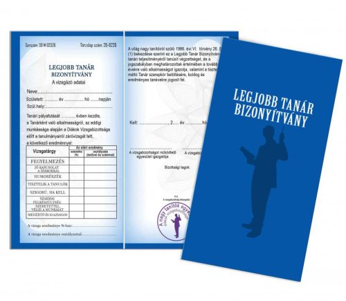 Bizonyítvány - Legjobb tanár bizonyítvány - Ajándék tanároknak