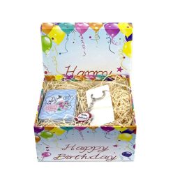   Születésnapi ajándék doboz nőknek: Díszdobozos viráglabda+ születésnapos kulcstartó