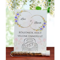   Esküvői köszönetajándék-virágmagok kémcsőben, választható vetőmaggal