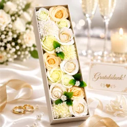 Elegáns szappanvirág ajándékdoboz - exkluzív ajándék esküvőre és ünnepekre - Zümishop