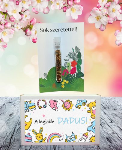 A Legjobb Dadus feliratos ajándék doboz választható kémcsőkerttel