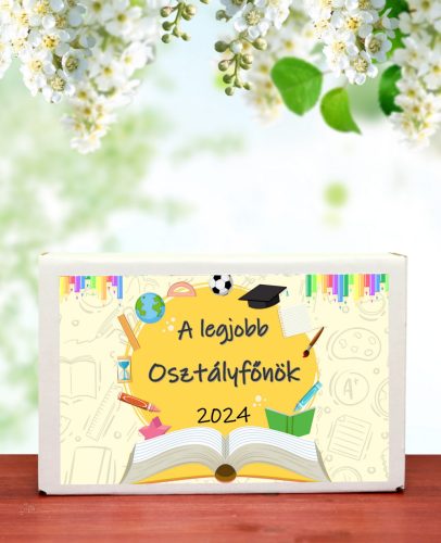 Legjobb osztályfőnök feliratú ajándék doboz választható viráglabdával (ajándék ötlet osztályfőnöknek)