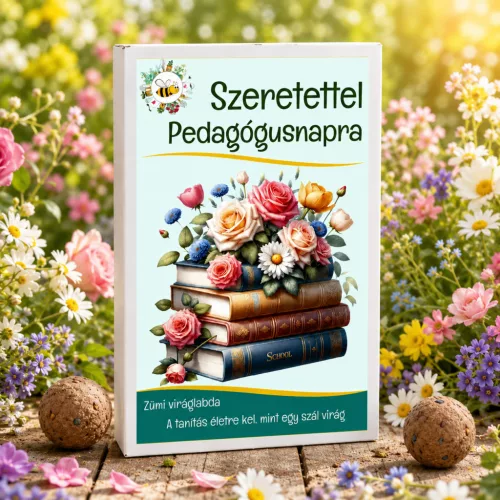 Ajándék pedagógusnapra – „Szeretettel pedagógusnapra” viráglabda ajándékdoboz 6 db viráglabdával