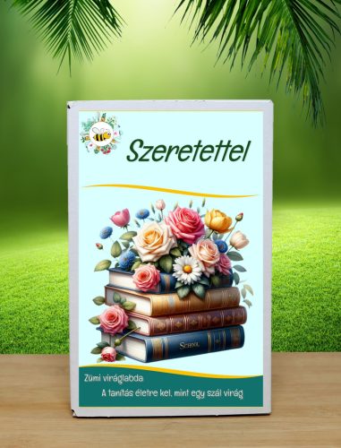  Szeretettel feliratú ajándék doboz vadvirágos  viráglabdával  12 db