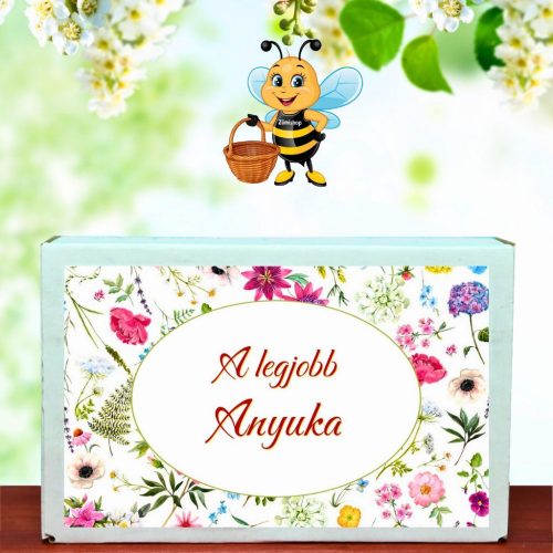 A Legjobb Anyuka feliratos ajándékdoboz  viráglabdával-Ajándék ötlet anyukáknak