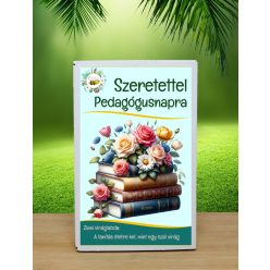   Sok szeretettel pedagógus napra feliratú ajándék doboz 12 dbvadvirágos viráglabdával (ajándék ötlet pedagógusoknak)