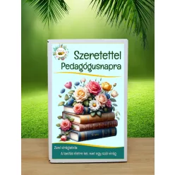   Sok szeretettel pedagógus napra feliratú ajándék doboz 12 dbvadvirágos viráglabdával (ajándék ötlet pedagógusoknak)