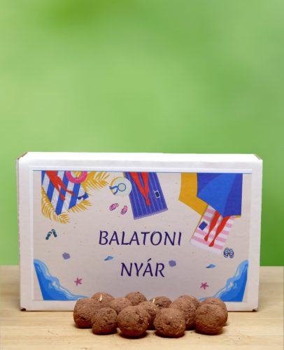 Balatoni nyár feliratos ajándék doboz választható viráglabdával