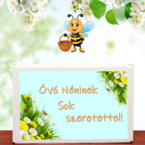 Óvónéninek sok szeretettel feliratú ajándék doboz választható viráglabdával (ajándék ötlet óvónőknek)