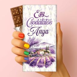 Lila tulipános feliratos csokoládé idézettel anyák napjára