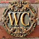 Luxus stílusú 2D lapos vintage WC jelzés – Kerek  dekoráció koszorúval
