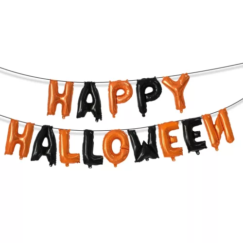 Happy Halloween Lufi Szett 14 db – Fekete és Narancssárga Fólia Lufik