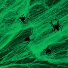 Zöld Halloween Pókháló Dekoráció Pókokkal
