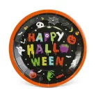 Halloween papírtányér – Happy Halloween feliratos, kerek, 23 cm, 8 db/csomag