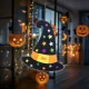 Halloween boszorkánykalap dekoráció – akasztható, fekete filc, 38 × 33 cm