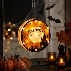   Halloween 3D LED dekorlámpa – denevéres, 14 melegfehér LED, elemes, 14 cm
